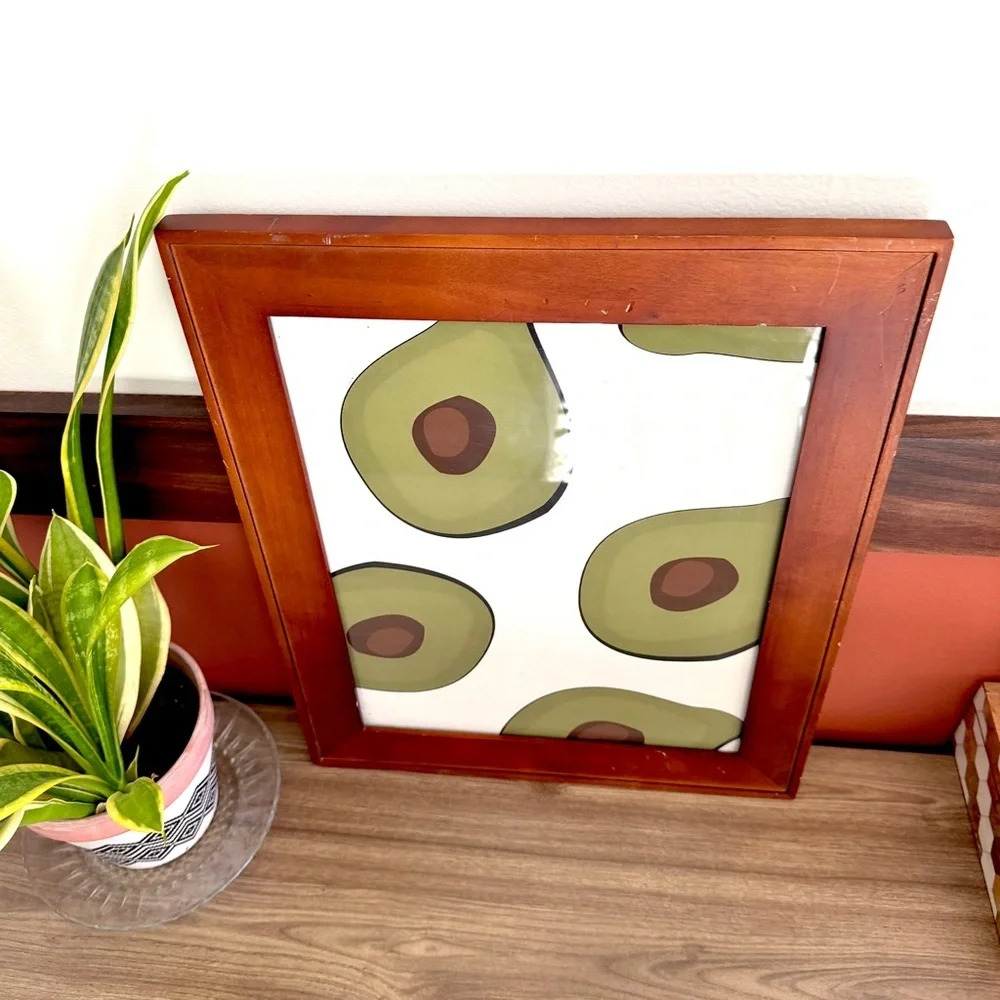 Avocado Canvas Art Print Vintage Wood Framed Wall Hanging Art Kitchen Home Decor